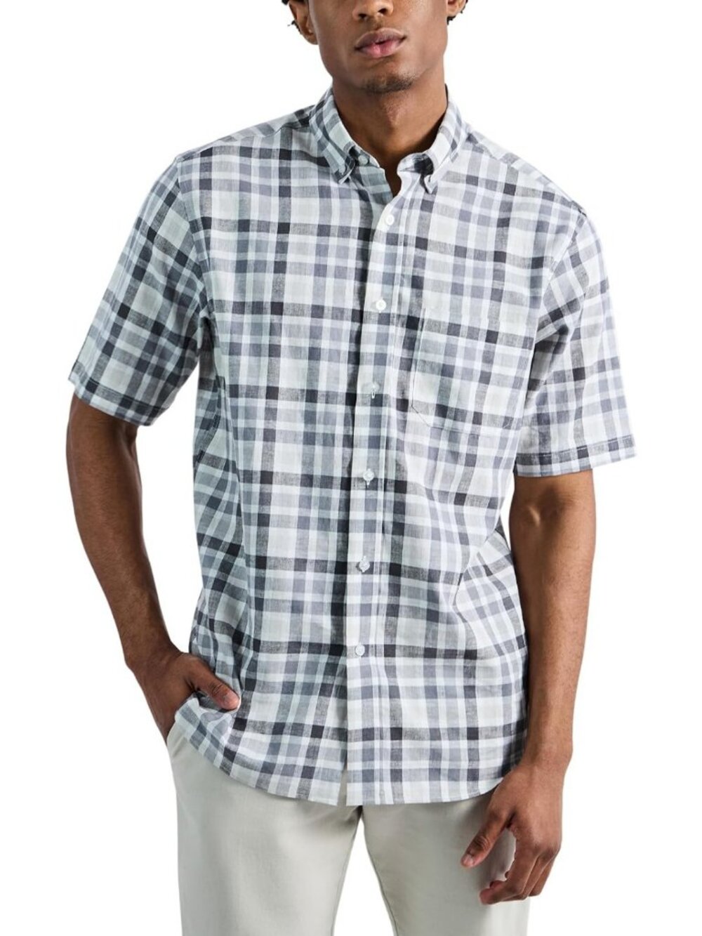 Men's Short Sleeve Performance Button-Down Shirt - Patterned, Regular & Big Tall